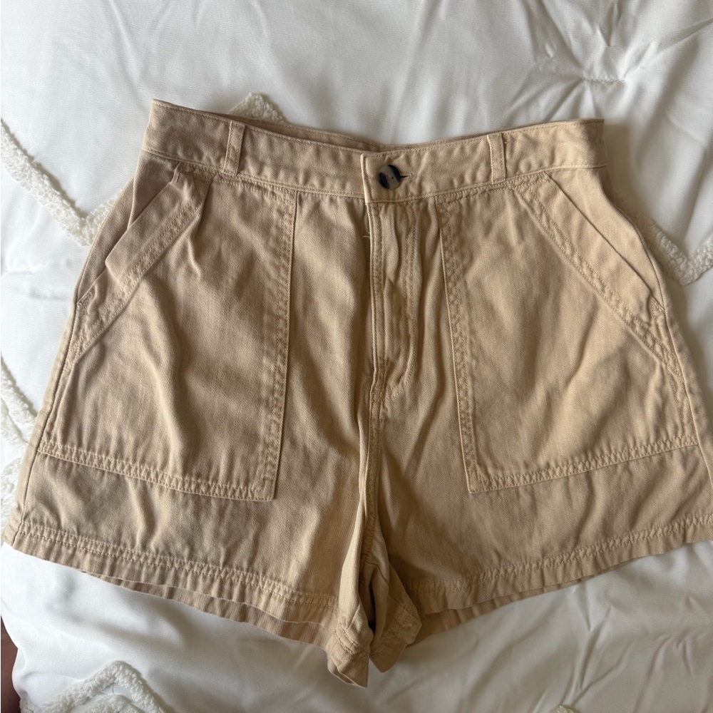 Beige High-Waist Utility Women’s Shorts